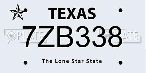 7ZB338 Texas License Plate
