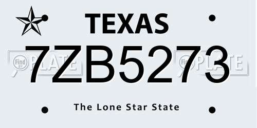 7ZB5273 Texas License Plate