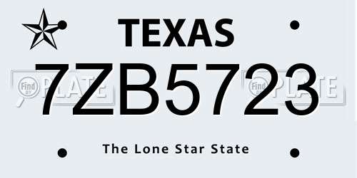 7ZB5723 Texas License Plate