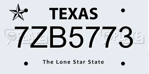 7ZB5773 Texas License Plate