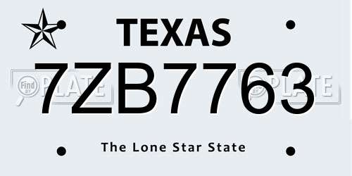 7ZB7763 Texas License Plate