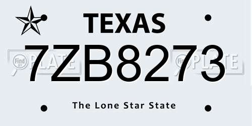 7ZB8273 Texas License Plate