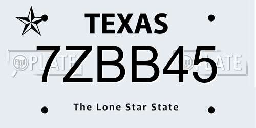 7ZBB45 Texas License Plate