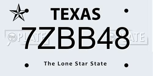 7ZBB48 Texas License Plate