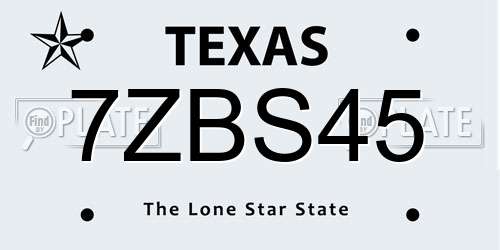 7ZBS45 Texas License Plate