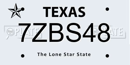 7ZBS48 Texas License Plate