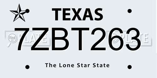 7ZBT263 Texas License Plate