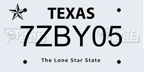7ZBY05 Texas License Plate