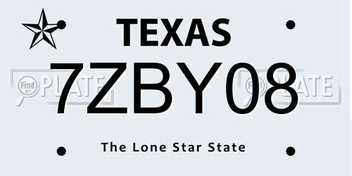 7ZBY08 Texas License Plate