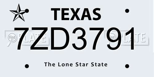 7ZD3791 Texas License Plate