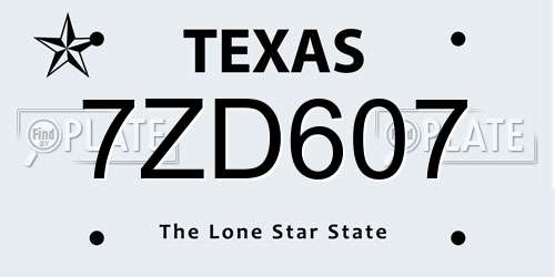 7ZD607 Texas License Plate