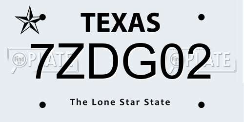 7ZDG02 Texas License Plate