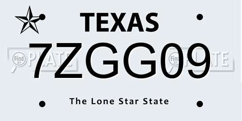 7ZGG09 Texas License Plate