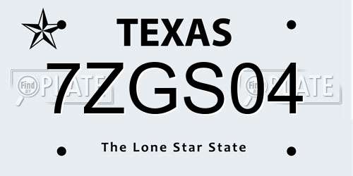 7ZGS04 Texas License Plate