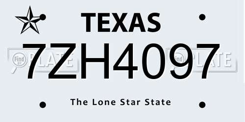 7ZH4097 Texas License Plate