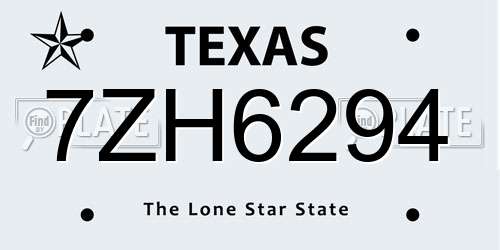7ZH6294 Texas License Plate
