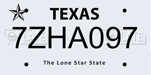 7ZHA097 Texas License Plate