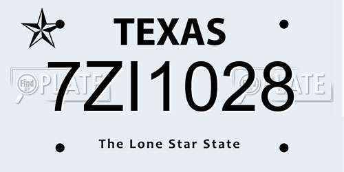 7ZI1028 Texas License Plate
