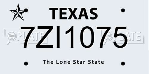 7ZI1075 Texas License Plate