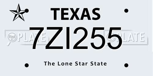 7ZI255 Texas License Plate