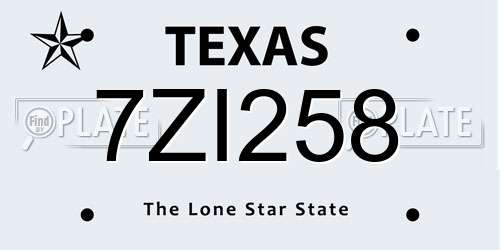 7ZI258 Texas License Plate