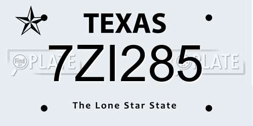 7ZI285 Texas License Plate