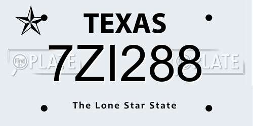7ZI288 Texas License Plate