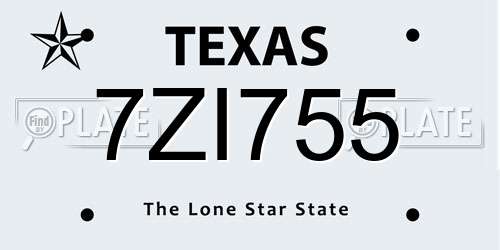 7ZI755 Texas License Plate