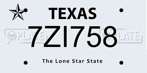 7ZI758 Texas License Plate