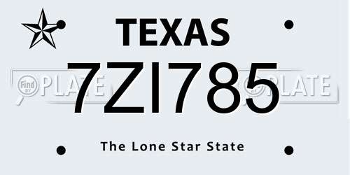 7ZI785 Texas License Plate