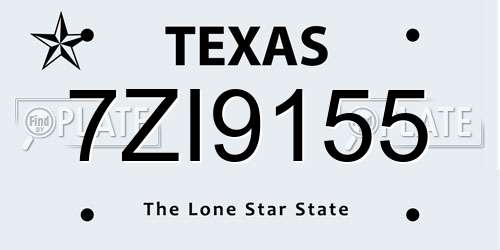 7ZI9155 Texas License Plate