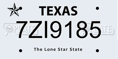 7ZI9185 Texas License Plate