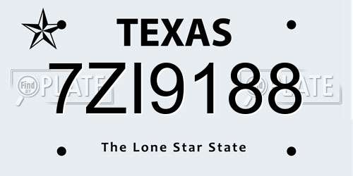 7ZI9188 Texas License Plate