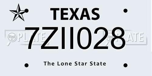 7ZII028 Texas License Plate