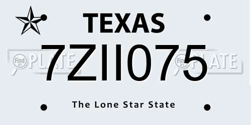 7ZII075 Texas License Plate