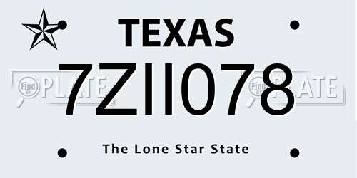 7ZII078 Texas License Plate