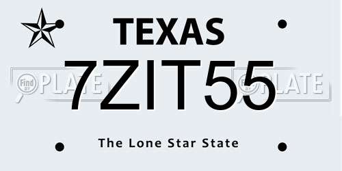 7ZIT55 Texas License Plate