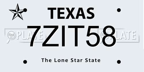 7ZIT58 Texas License Plate