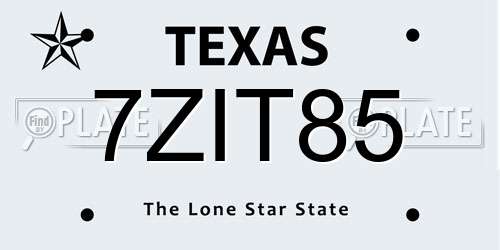 7ZIT85 Texas License Plate