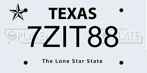 7ZIT88 Texas License Plate