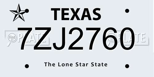 7ZJ2760 Texas License Plate