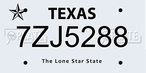 7ZJ5288 Texas License Plate
