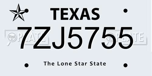 7ZJ5755 Texas License Plate