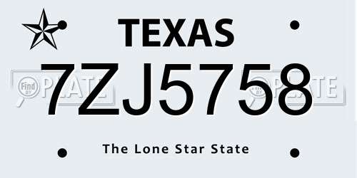 7ZJ5758 Texas License Plate