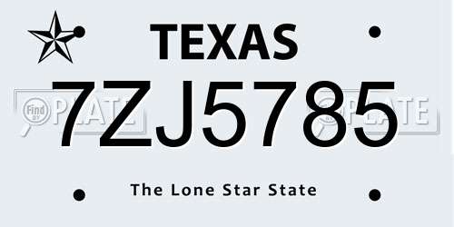 7ZJ5785 Texas License Plate