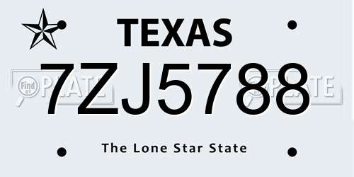 7ZJ5788 Texas License Plate