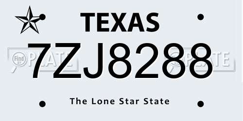 7ZJ8288 Texas License Plate