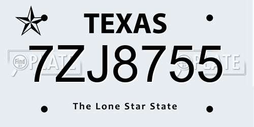 7ZJ8755 Texas License Plate