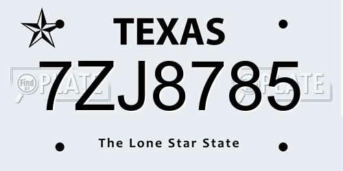 7ZJ8785 Texas License Plate