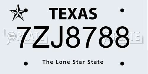 7ZJ8788 Texas License Plate